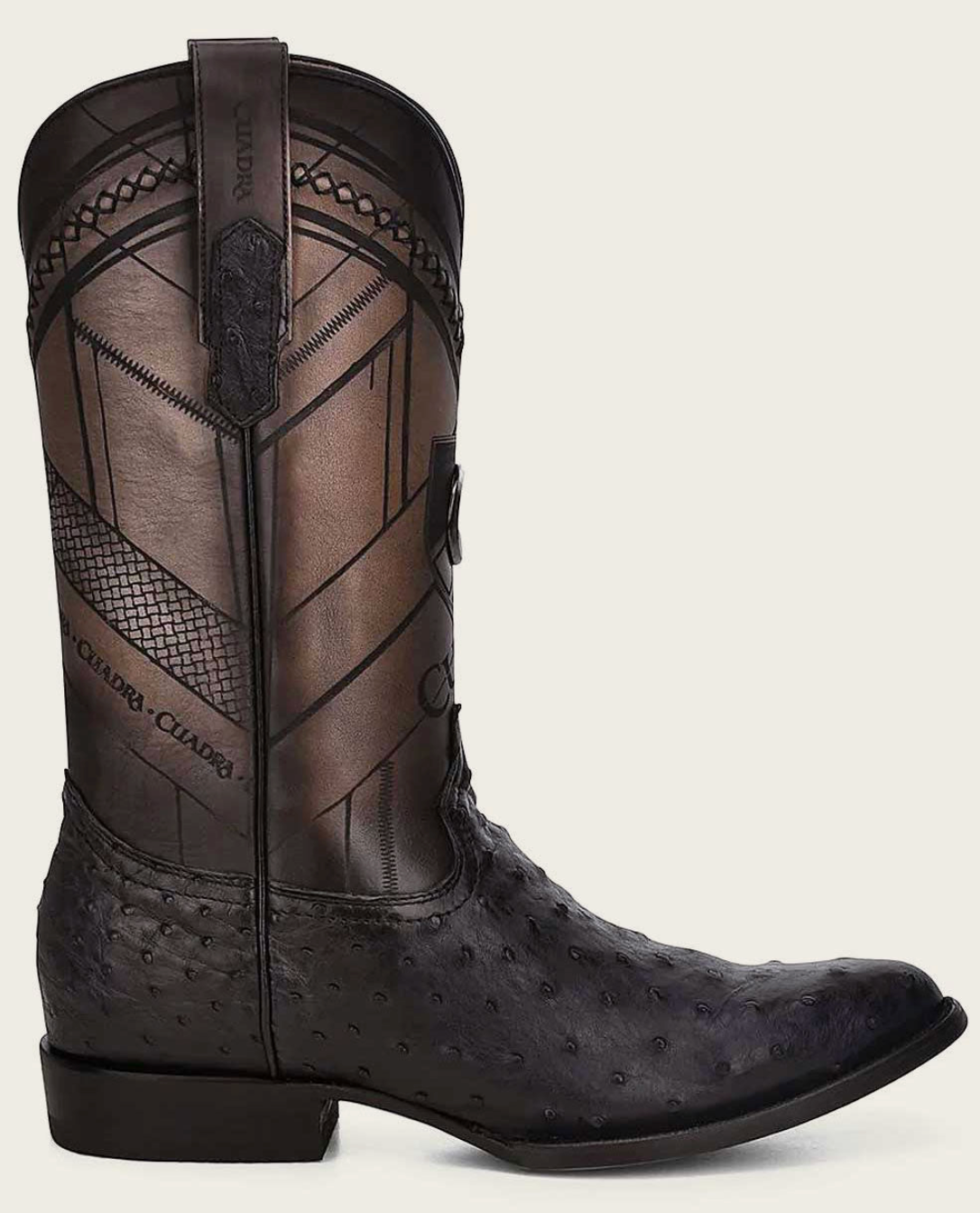 Cuadra Mens Ostrich Western Boot - Black