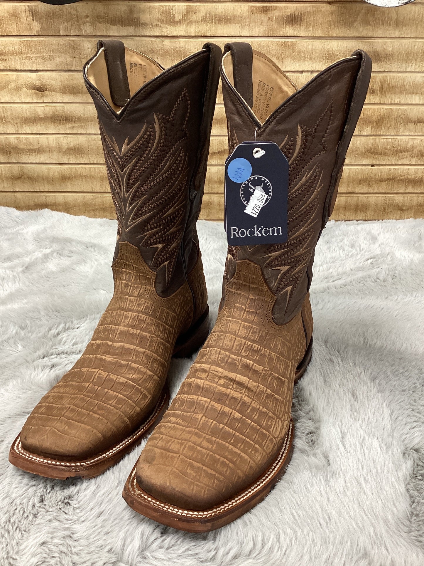 Rockem MenS Boot QAH/DUQUE Coco Belly Print Nobuck Miel
