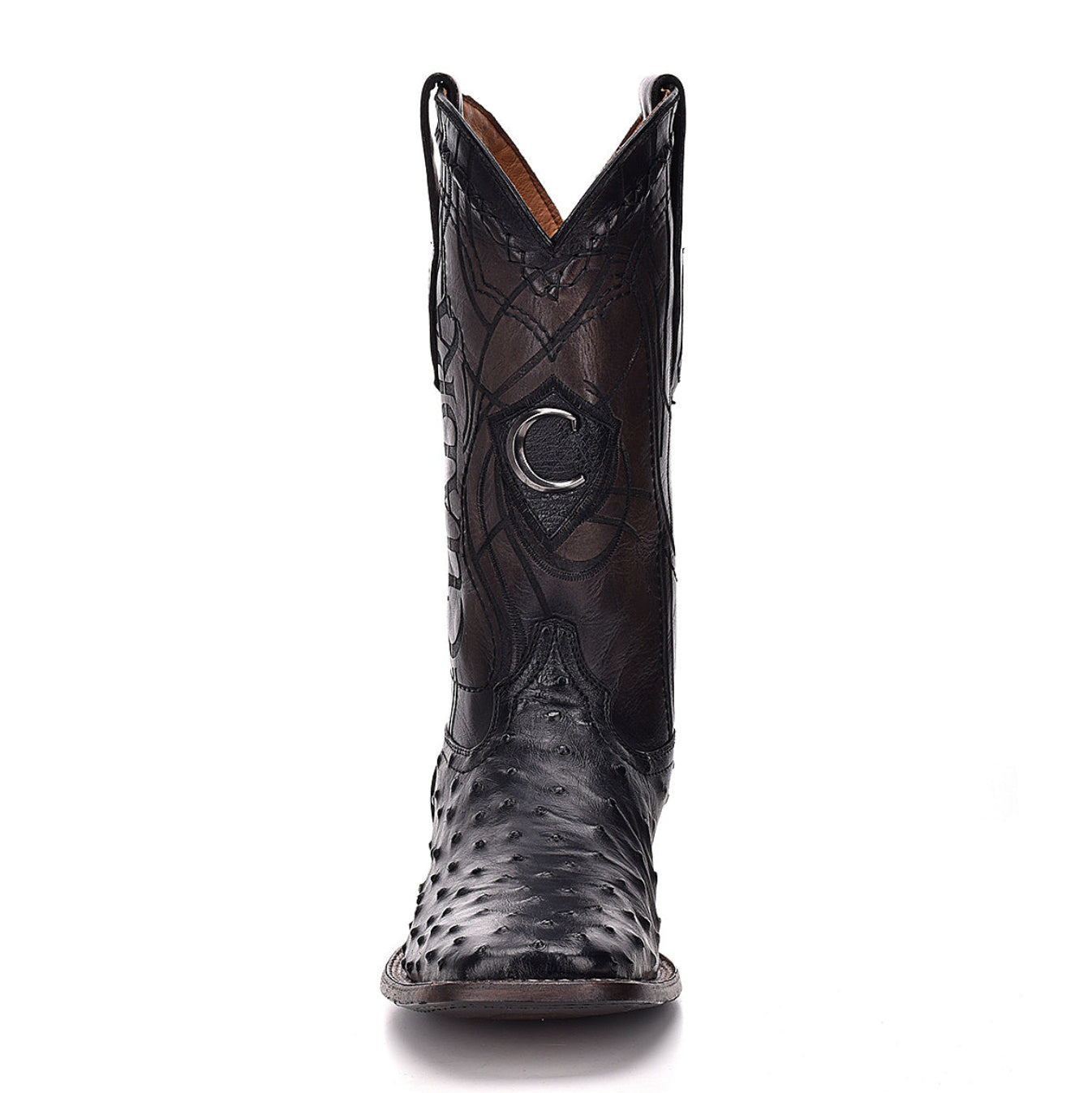 Cuadra Mens Ostrich Western Boot Square Toe - Black