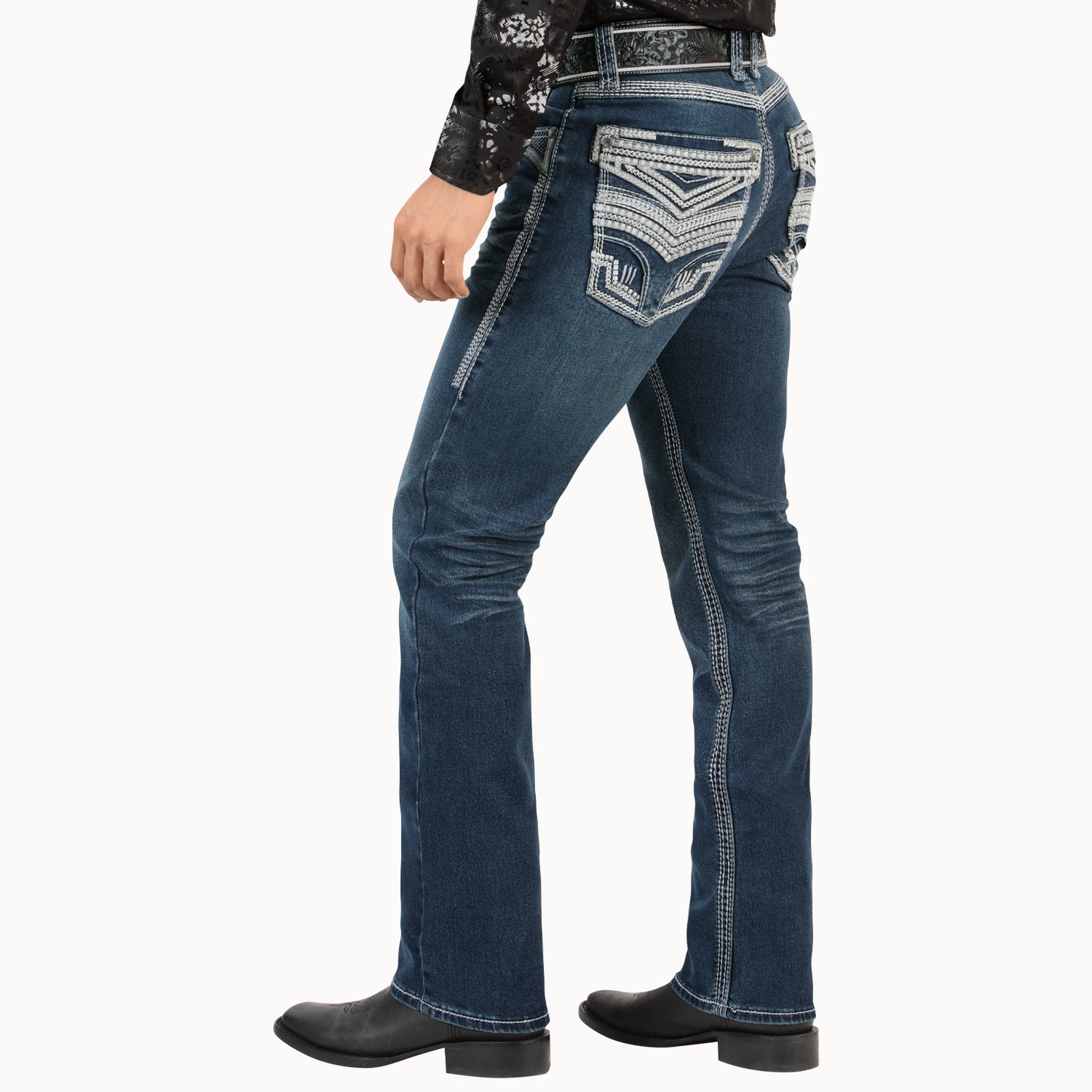 Lamasini Mens Marco Bootcut Jean - Dark Blue 26503