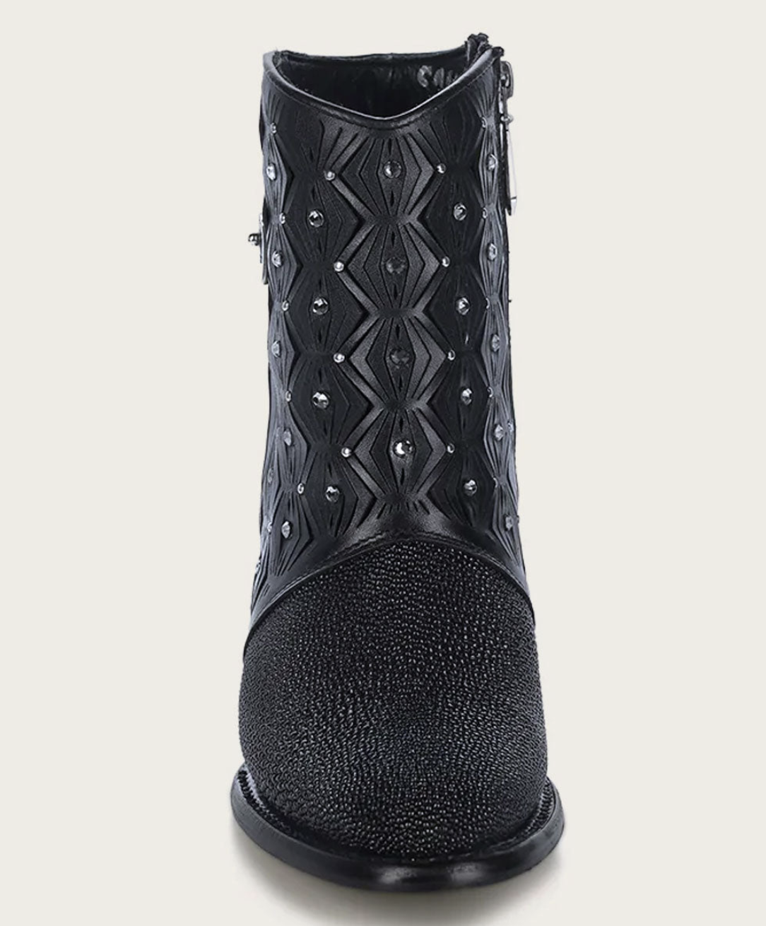 Cuadra Womens Stingray Laser & Studs Bootie - Black