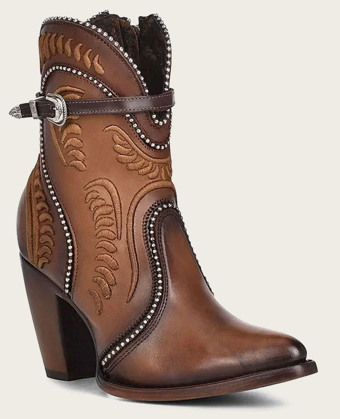Cuadra Womens Bovine Embroidered High Heel Bootie - Honey