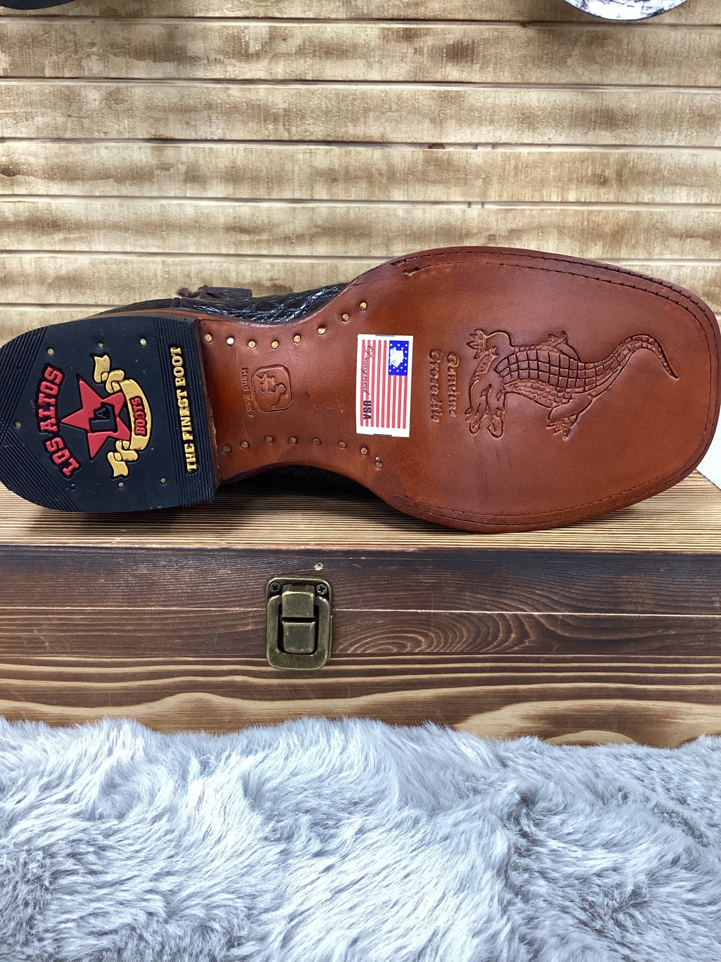 Los Altos MenS Boot Caiman Belly Wide Square (Black)