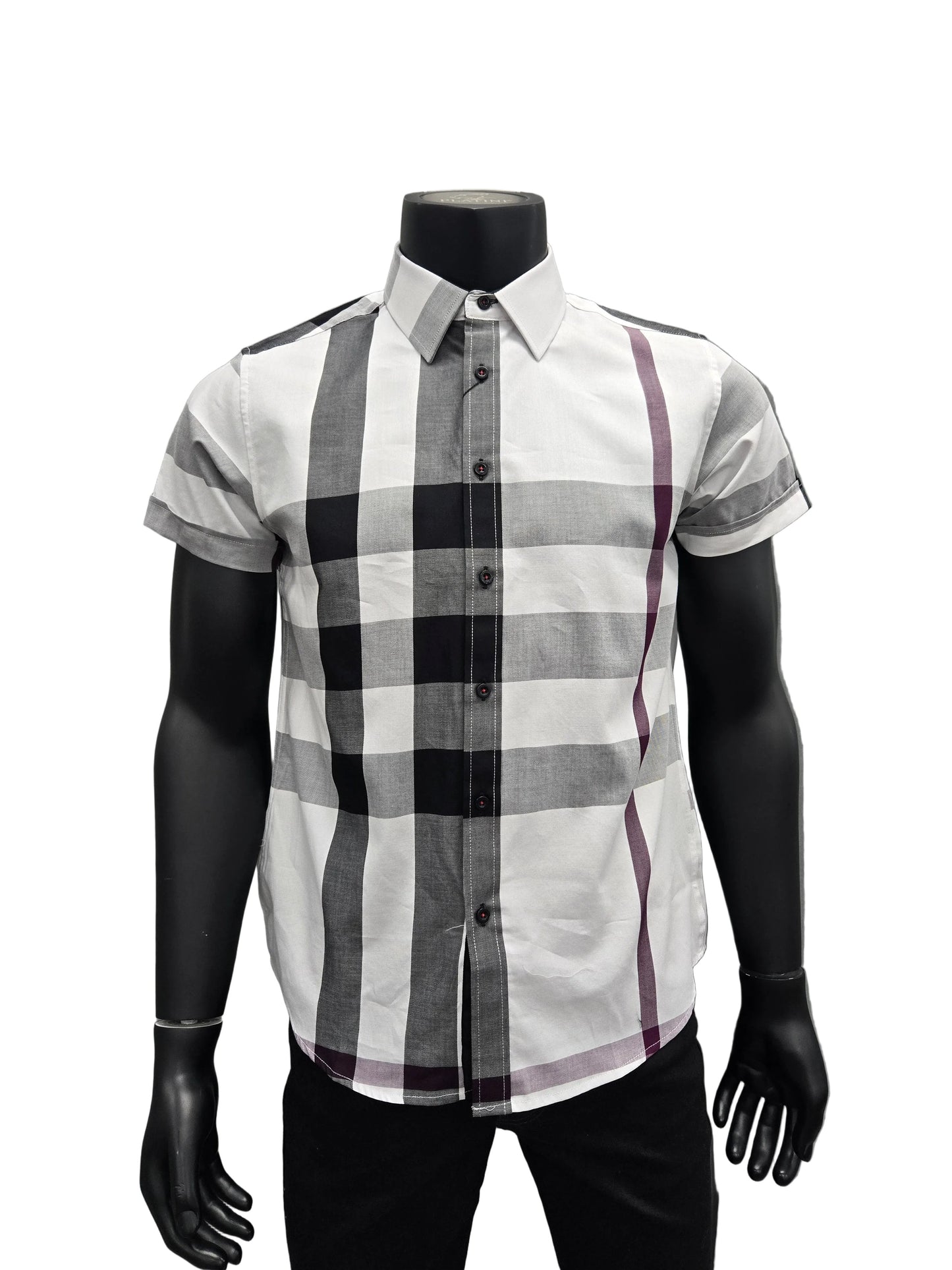 Mens Plaid Button Down Short Sleeve Shirt