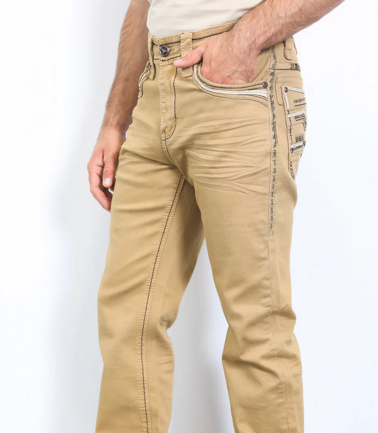 Platini Mens Holt Slim Boot Cut Jeans (Sand)