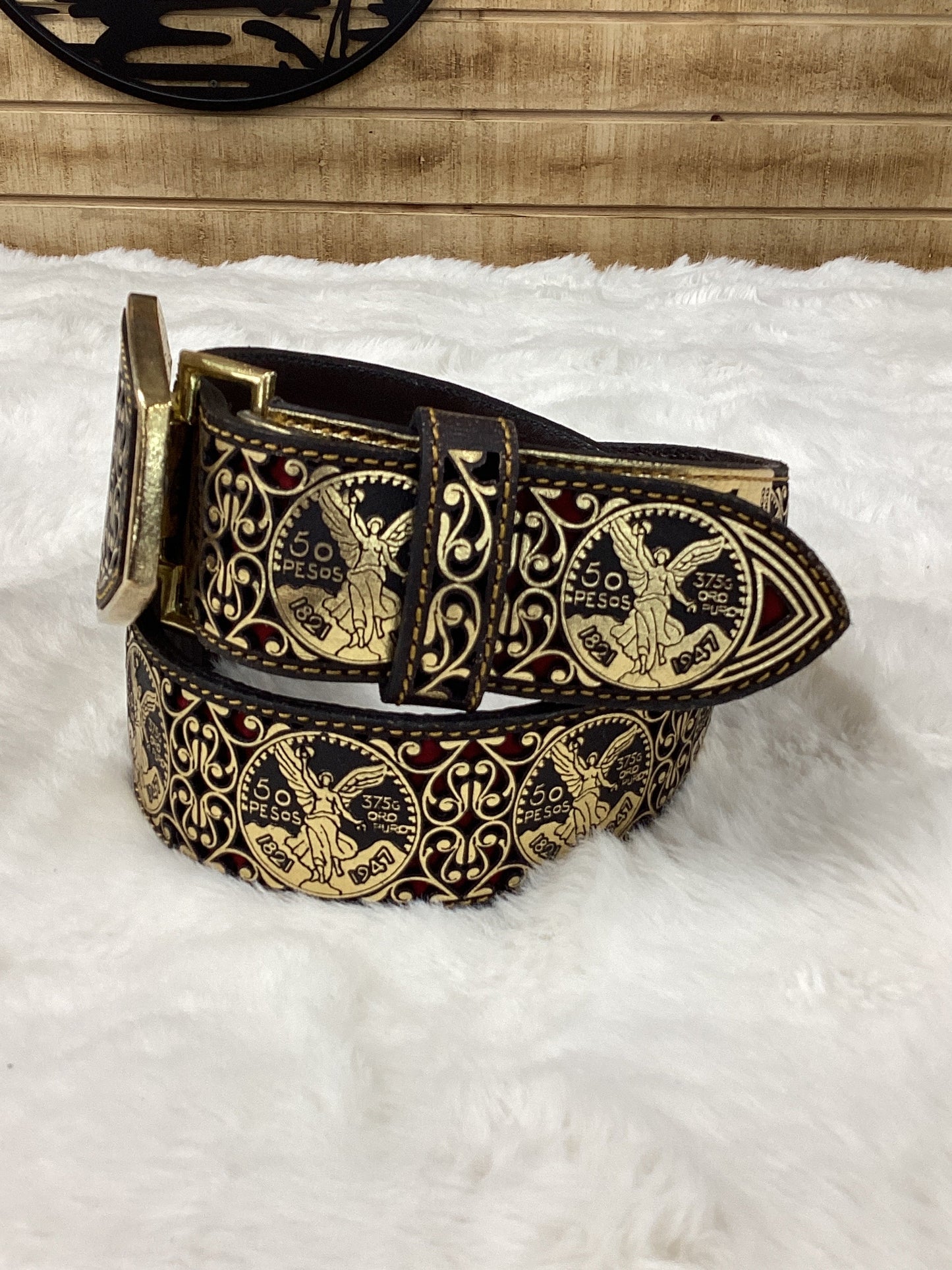 Frontera Mens Centenario Lazered Belt - Gold