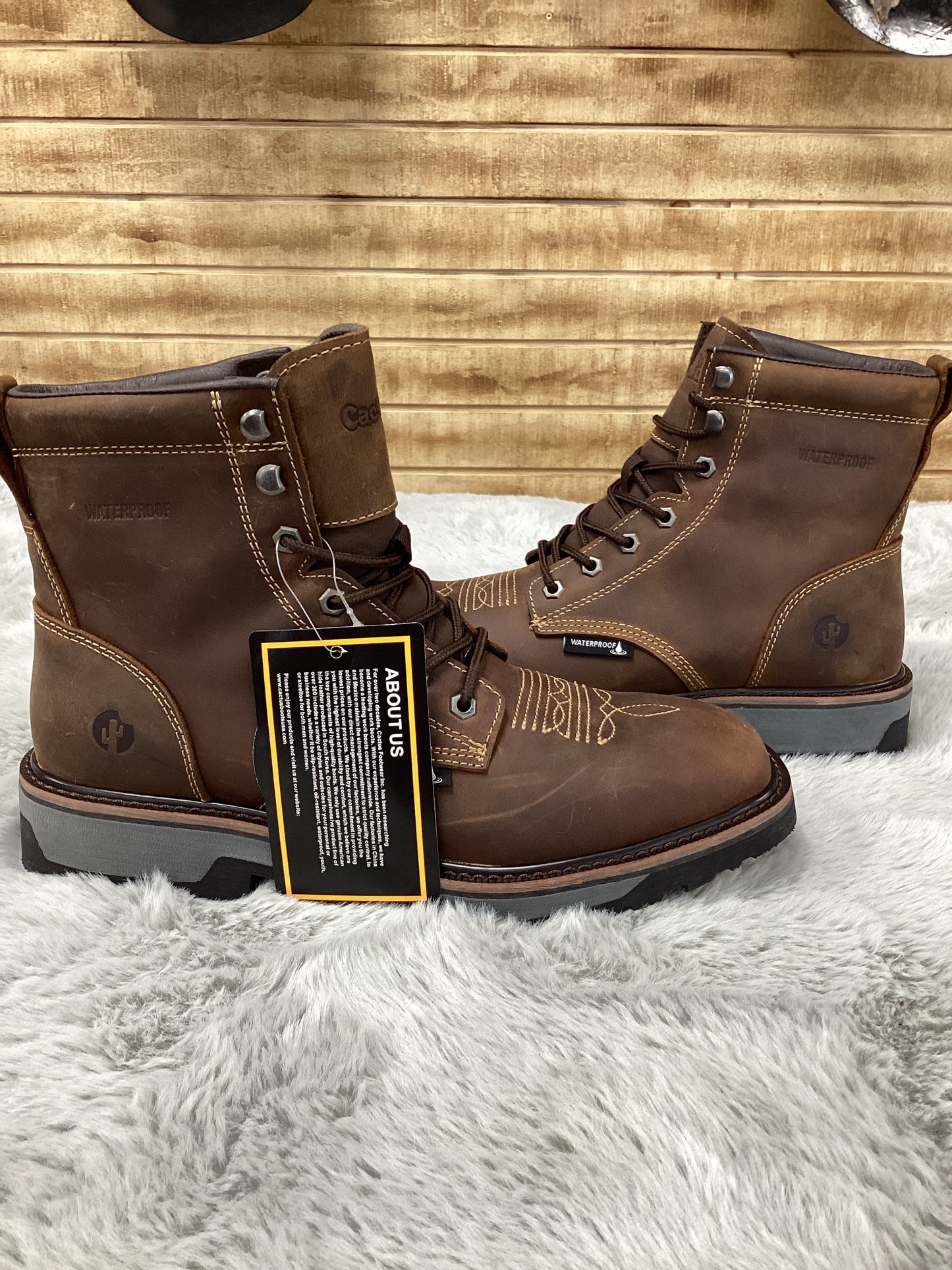 Cactus MenS Waterproof Double Density Work Boot - Dark Brown WP9215
