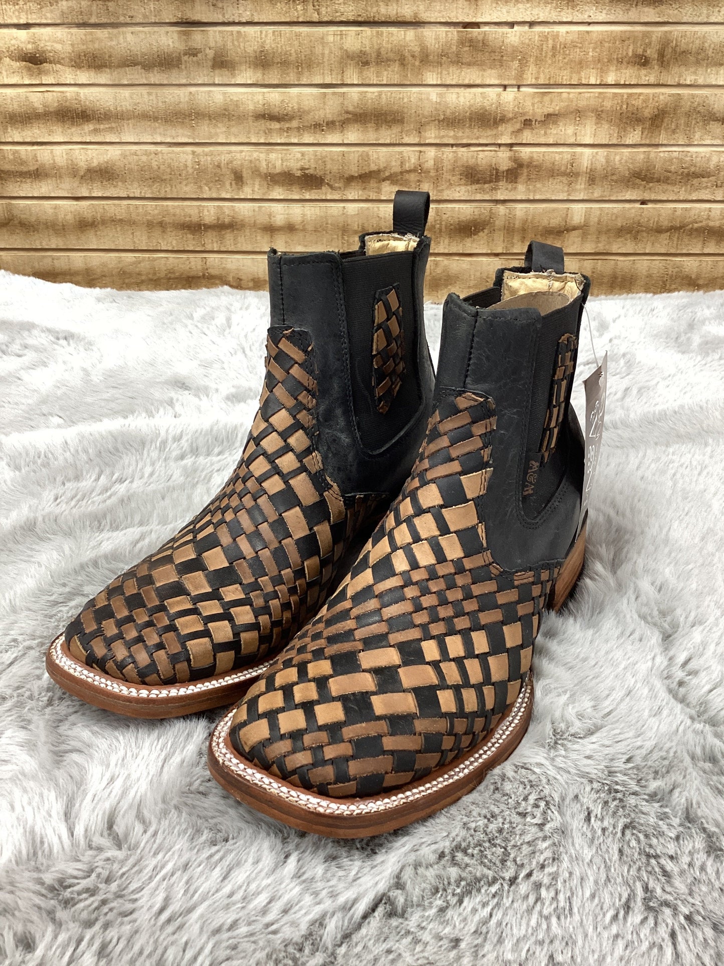 A&A MenS Ankle Boot Arizona Bulldog Woven (Brown)