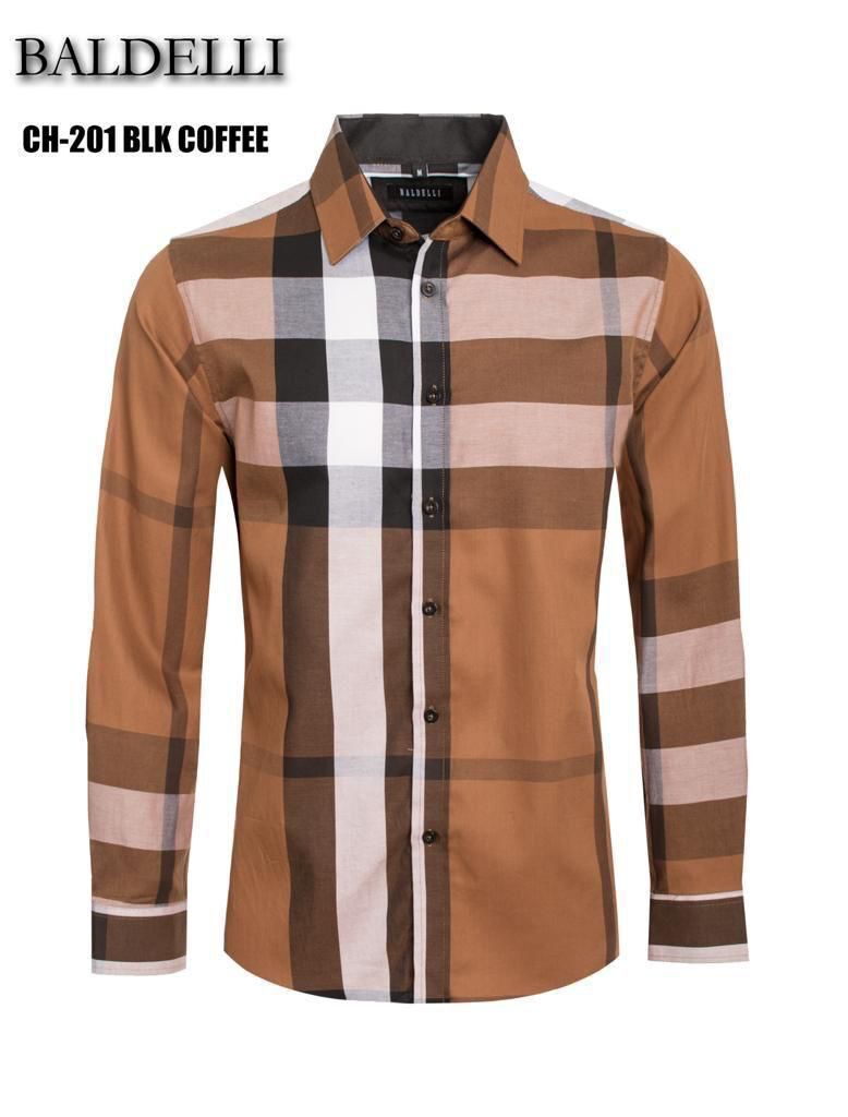 Baldelli Mens Plaid Long Sleeve Shirt