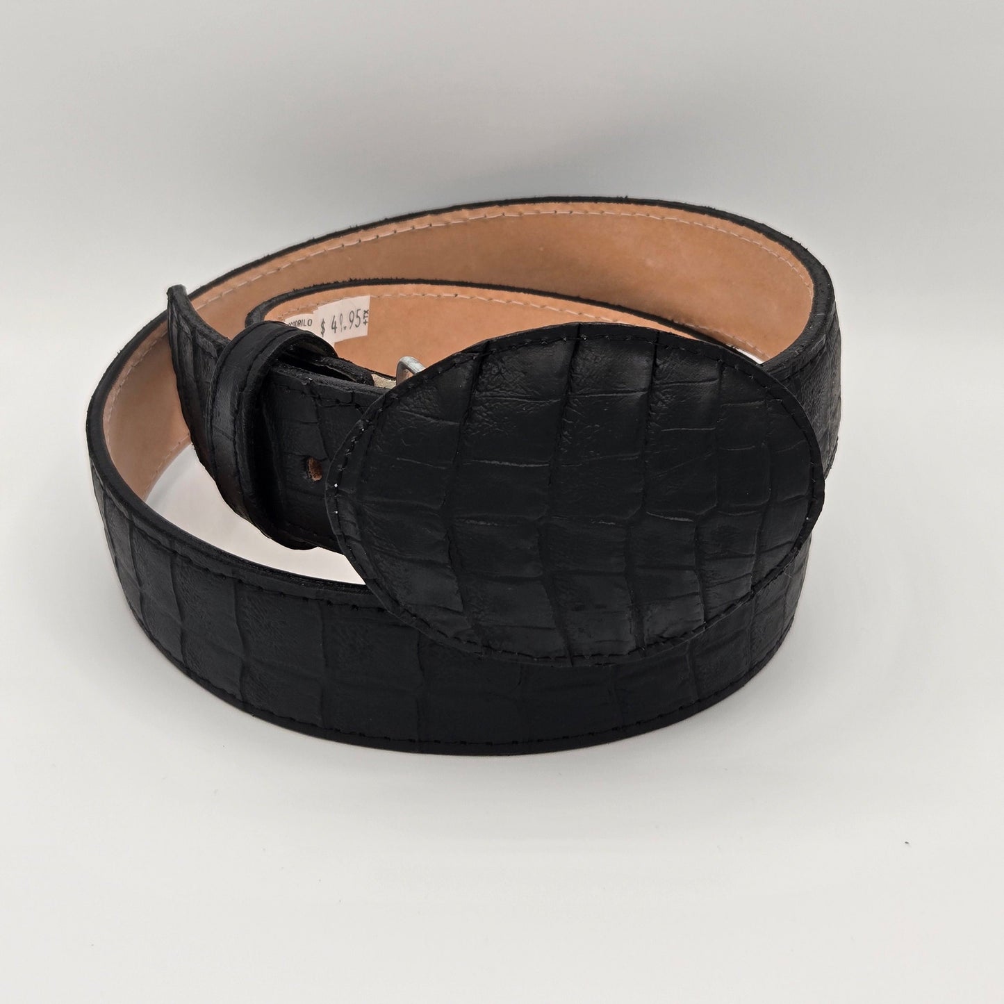 White Diamond Caiman Belly Print Belt