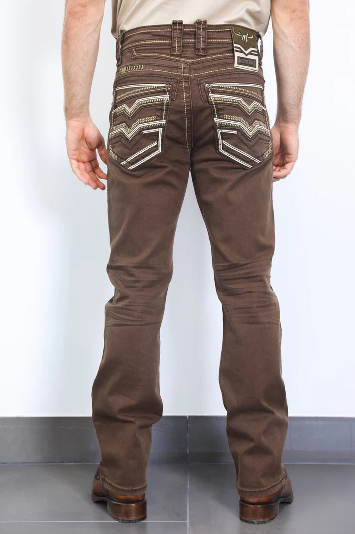 Platini Holt Slim Boot-Cut Jeans - Brown