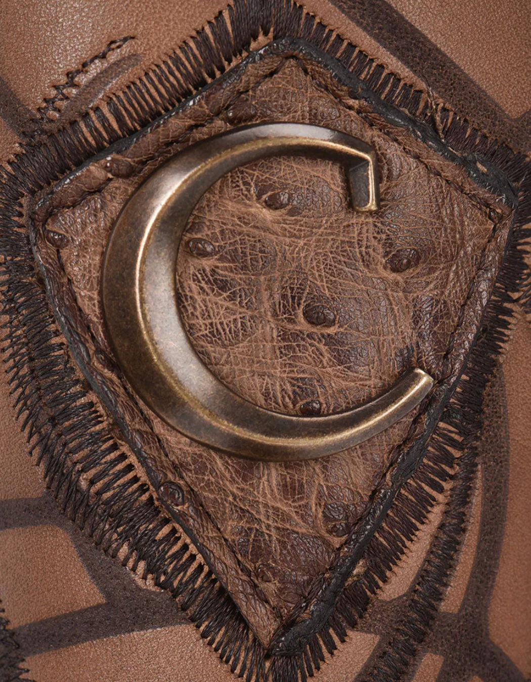 Cuadra Mens Engraved Ostrich Boot - Lunge Brown