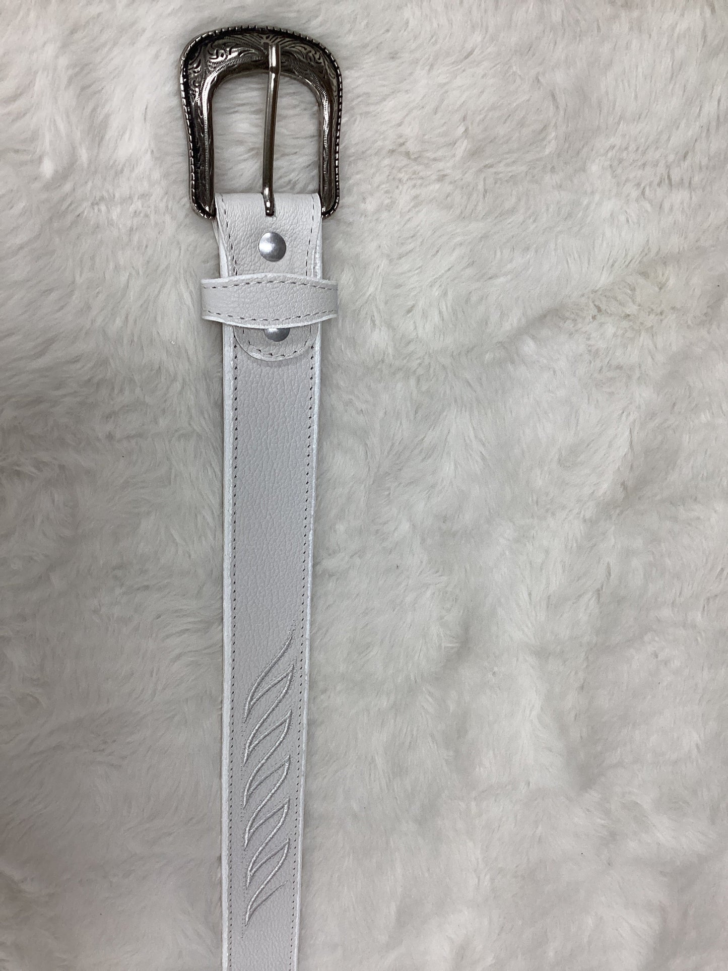 -Joe Unisex Leather Belt - White