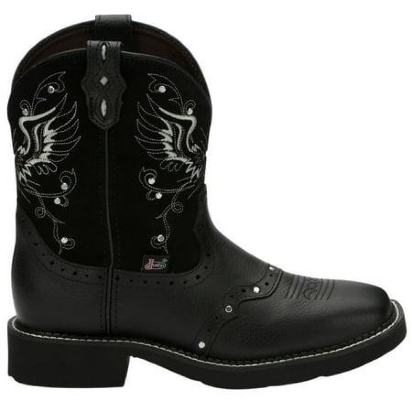 Justin Womens Mandra Studded Square Toe Casual Boot - Black
