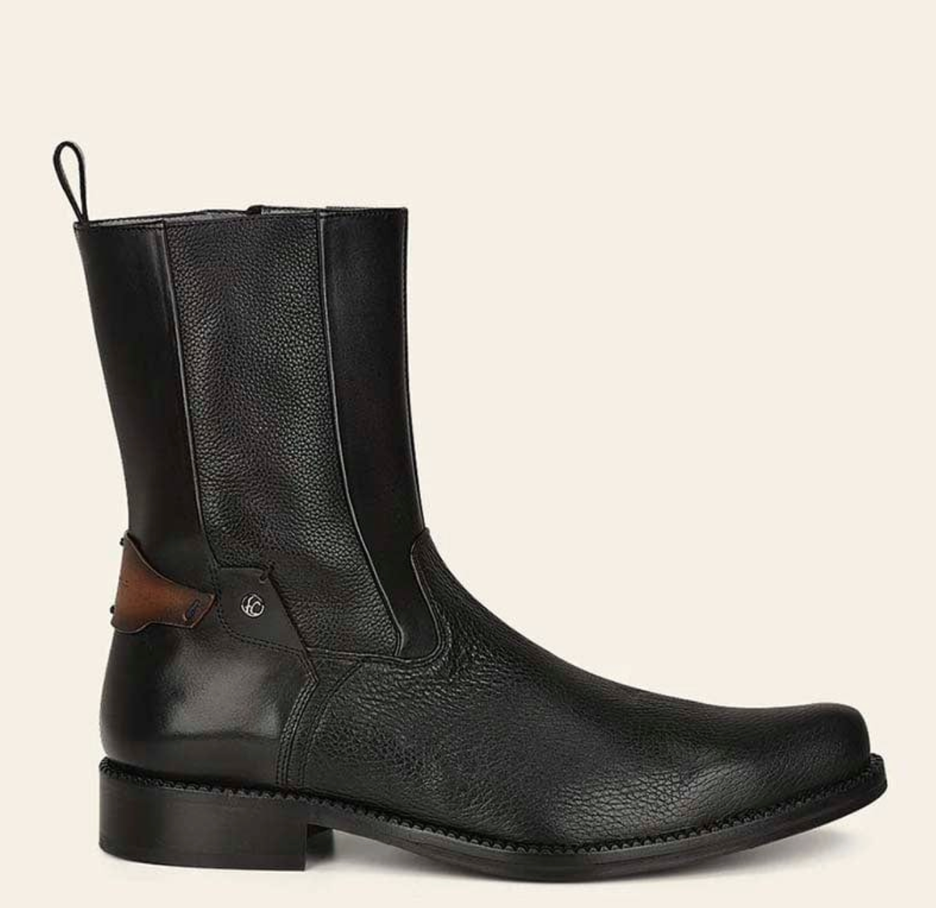 Franco Cuadra Mens Deer Ankle Boot w/ Zipper - Black