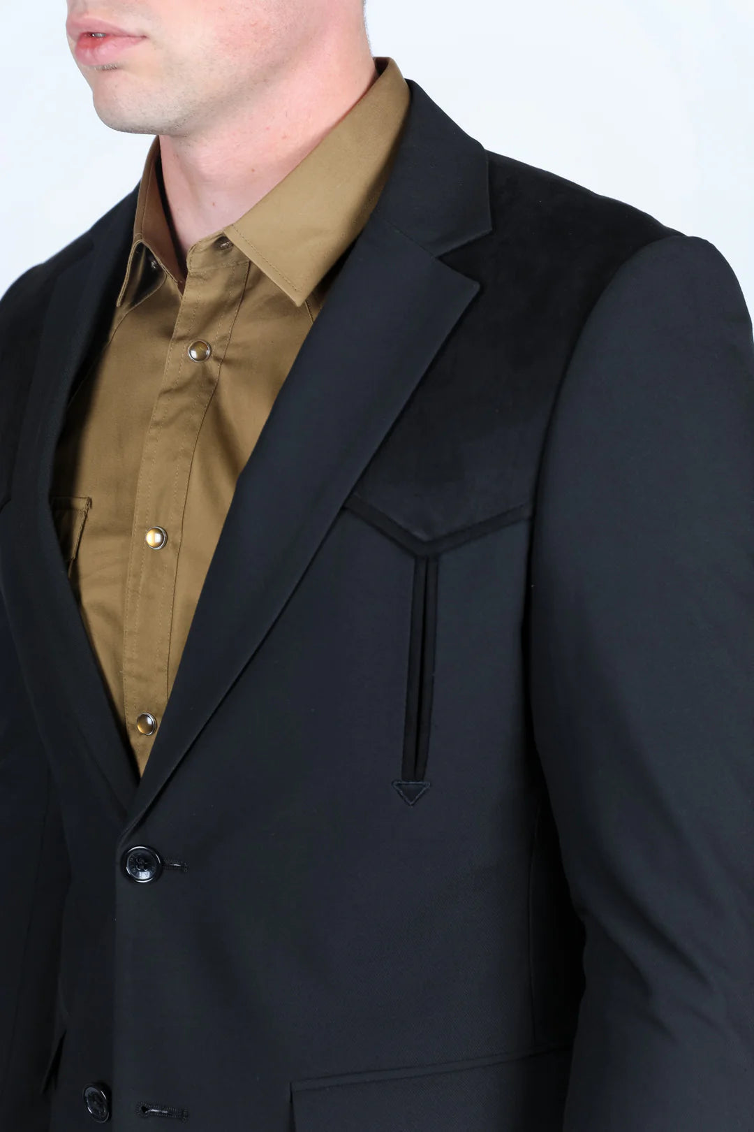 Platini Mens Coat with Suede Yokes and Elbow Patches (Black)