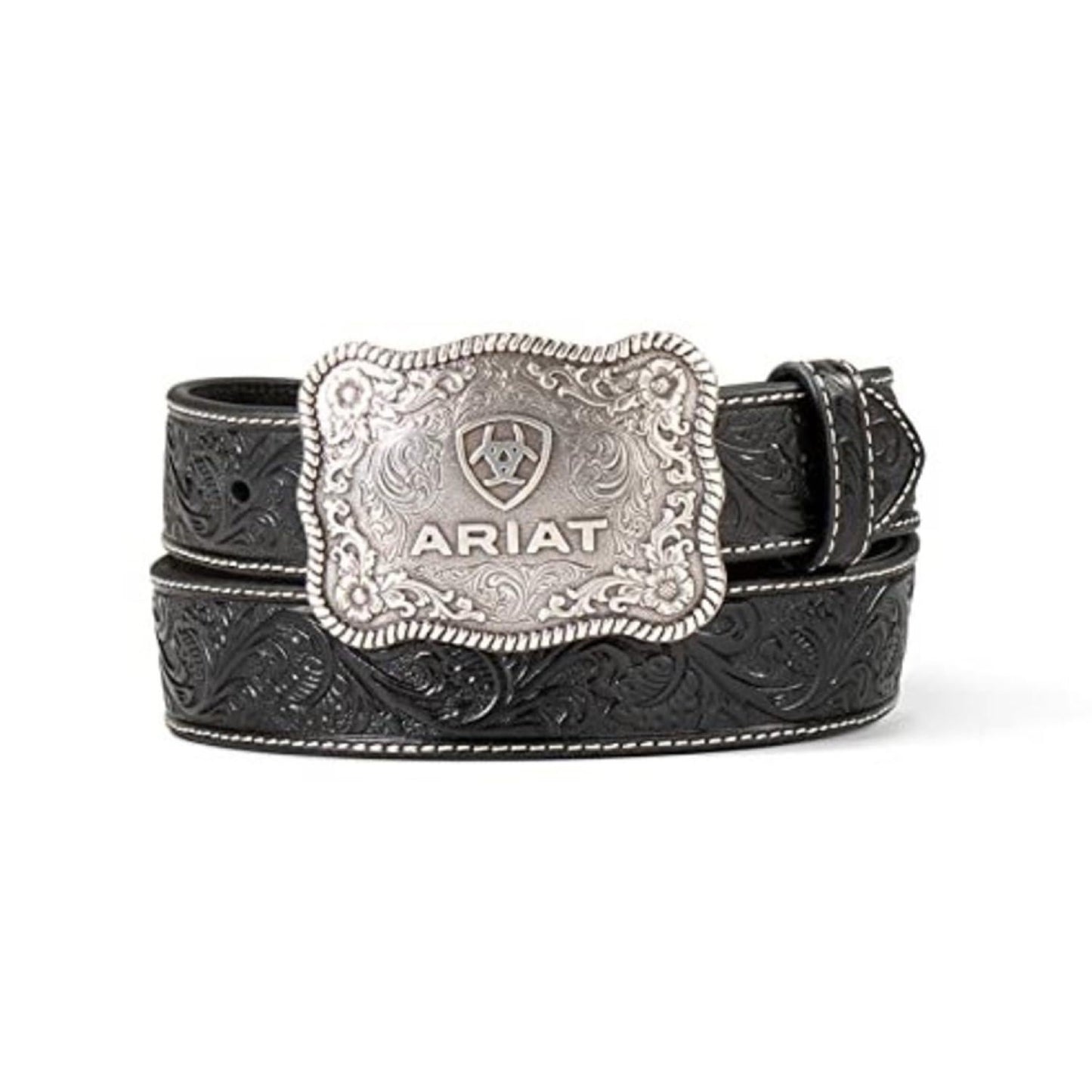 Ariat Mens Embossed Trophy Buckle Belt - Black