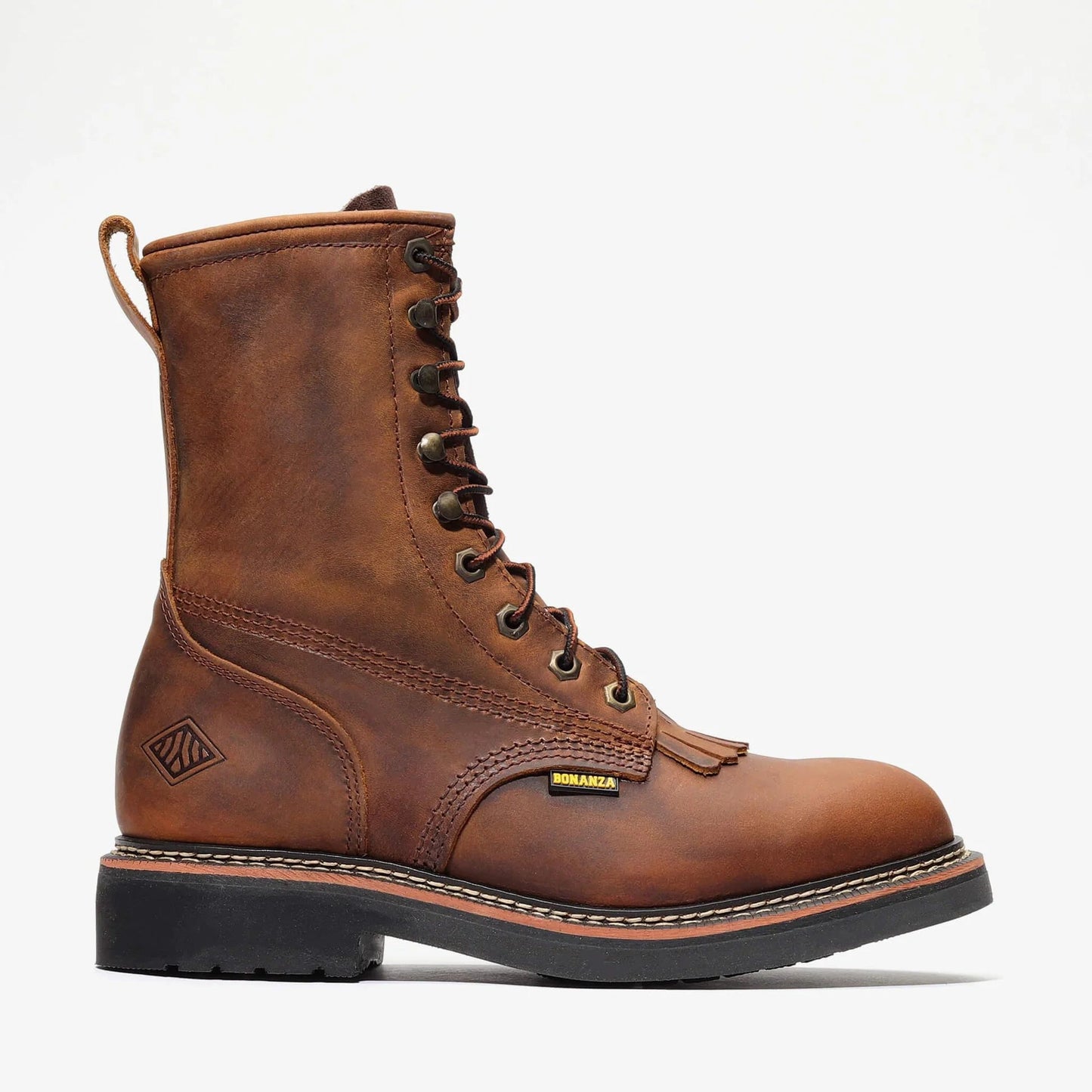 Bonanza Mens Rancher Classic 8β Lacer Work Boots - Crazy Brown