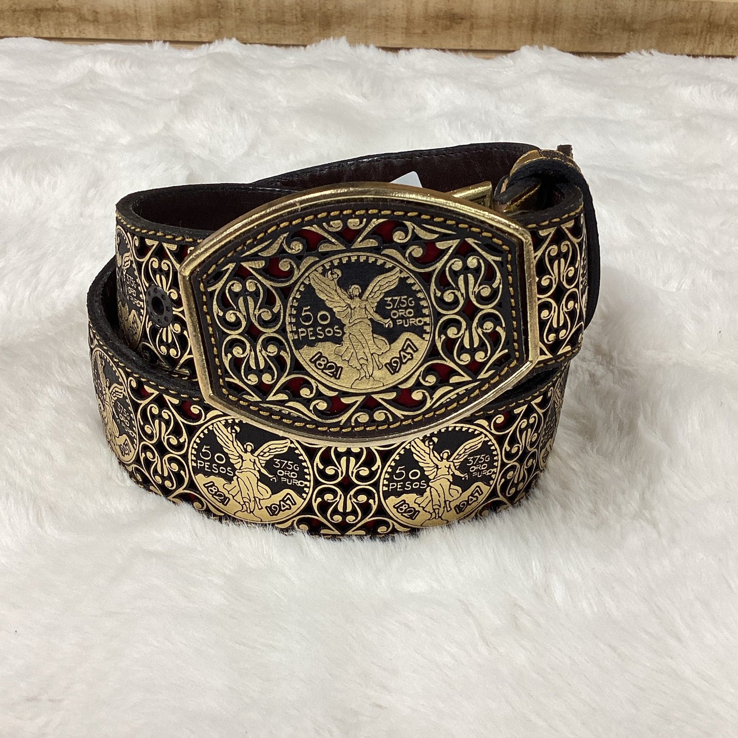 Frontera Mens Centenario Lazered Belt - Gold
