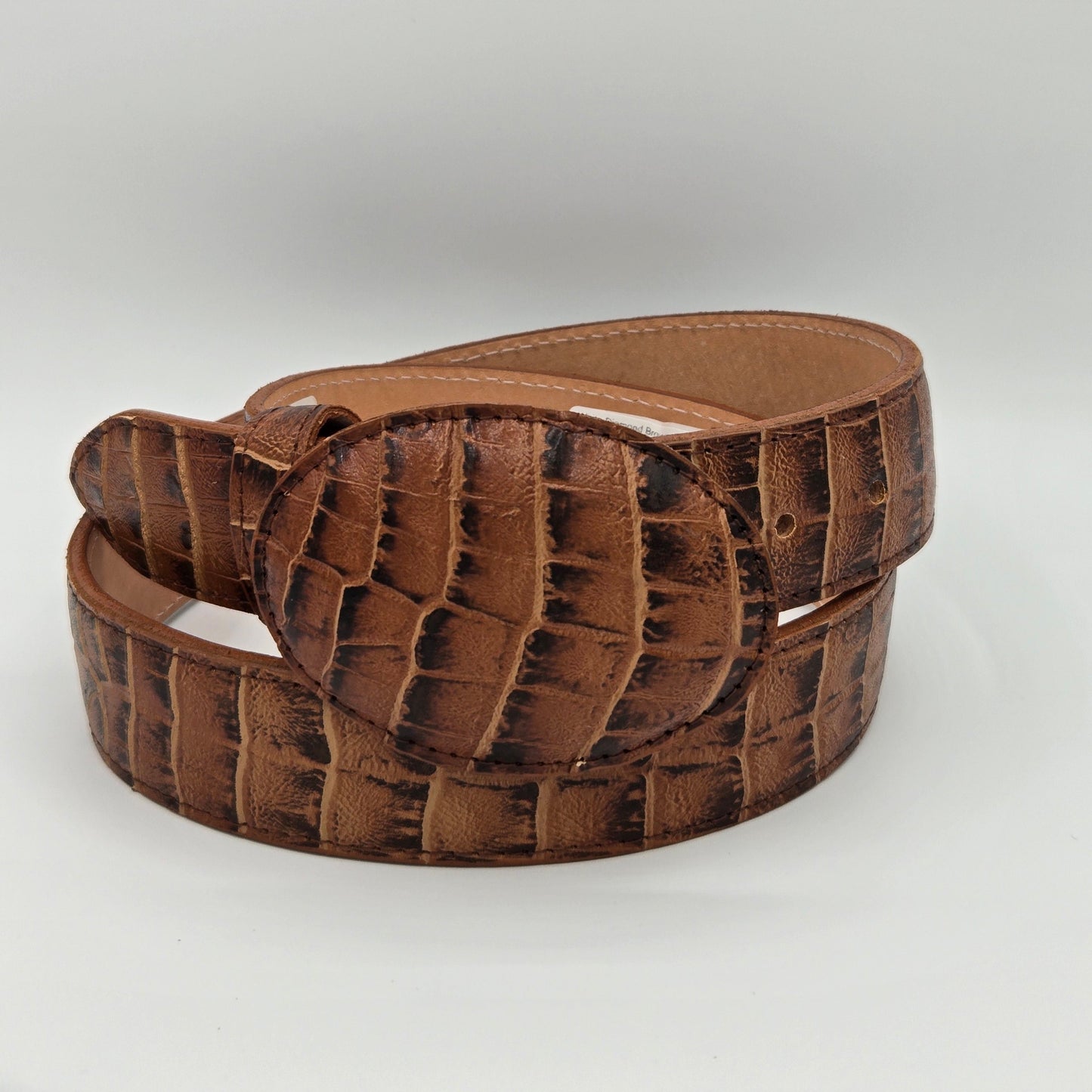 White Diamond Caiman Belly Print Belt