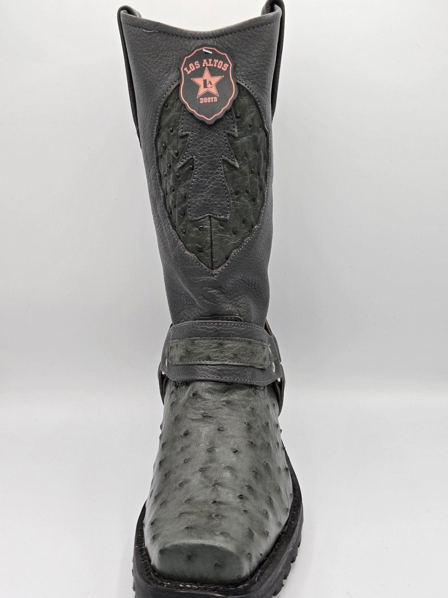 Los Altos Mens Ostrich Biker Boot - Grey