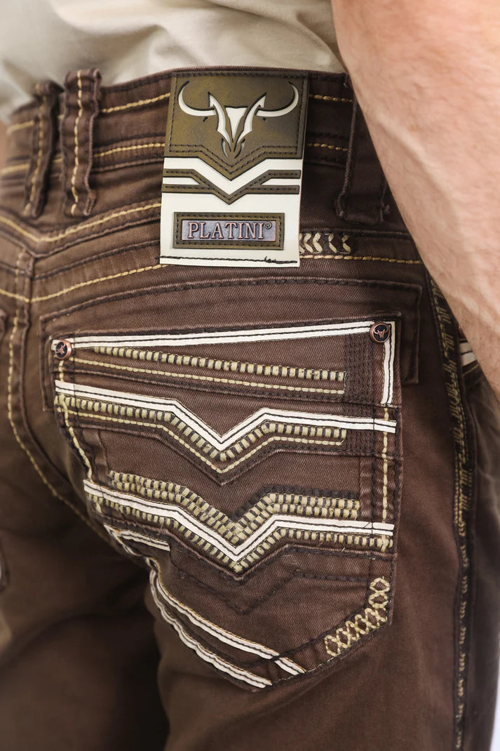 Platini Holt Slim Boot-Cut Jeans - Brown