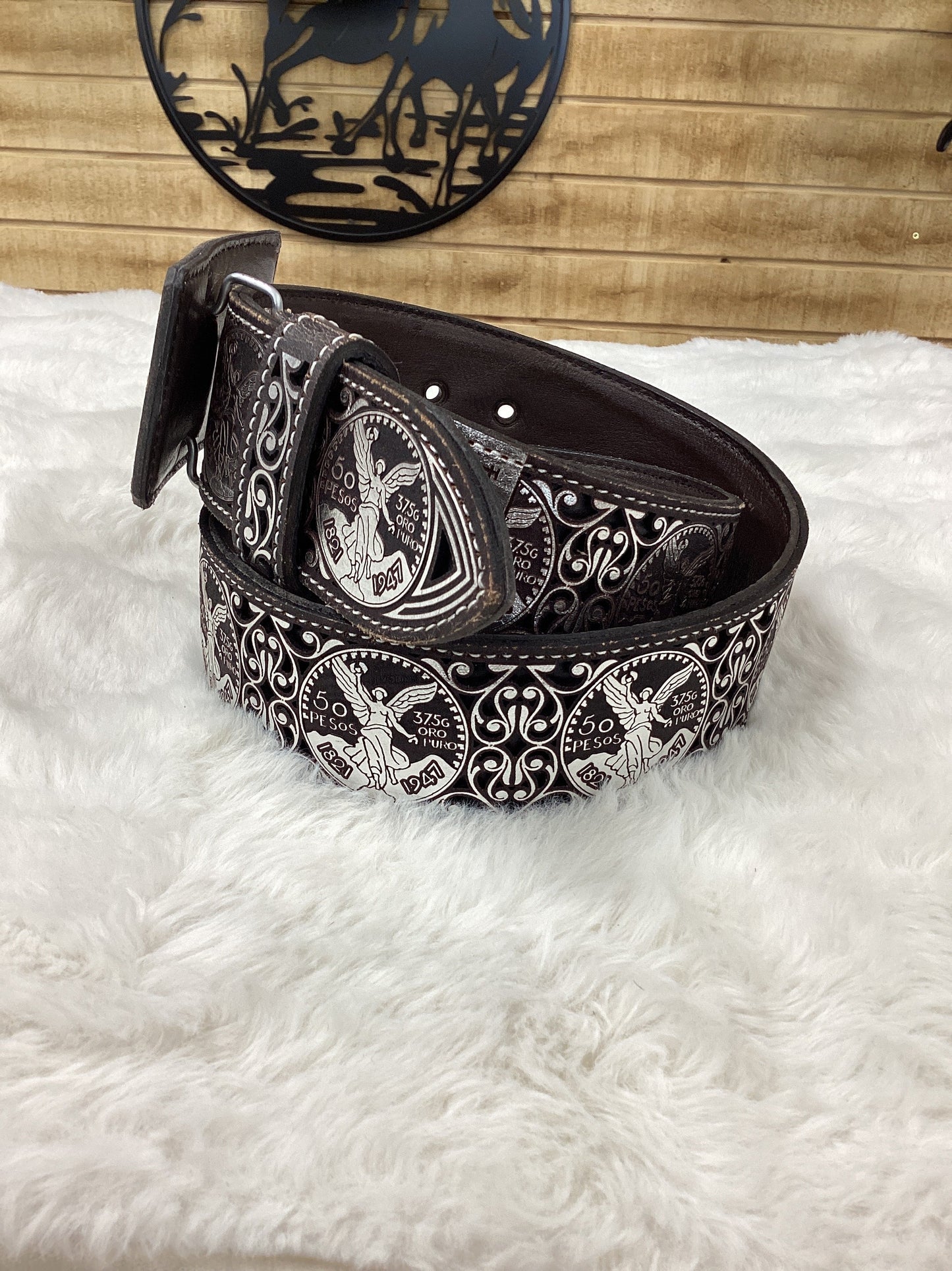 Frontera Centenario Lazered Belt - Silver