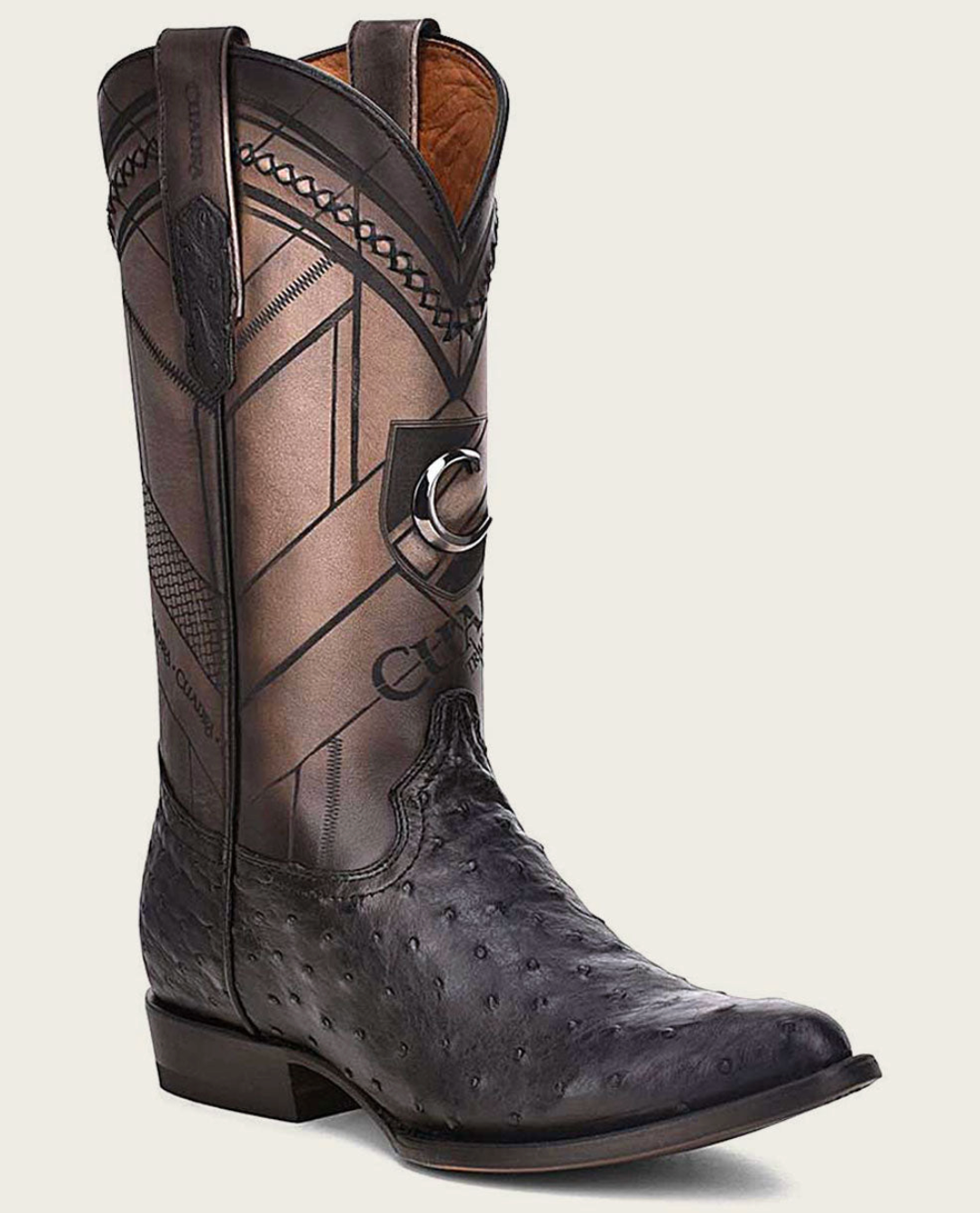 Cuadra Mens Ostrich Western Boot - Black