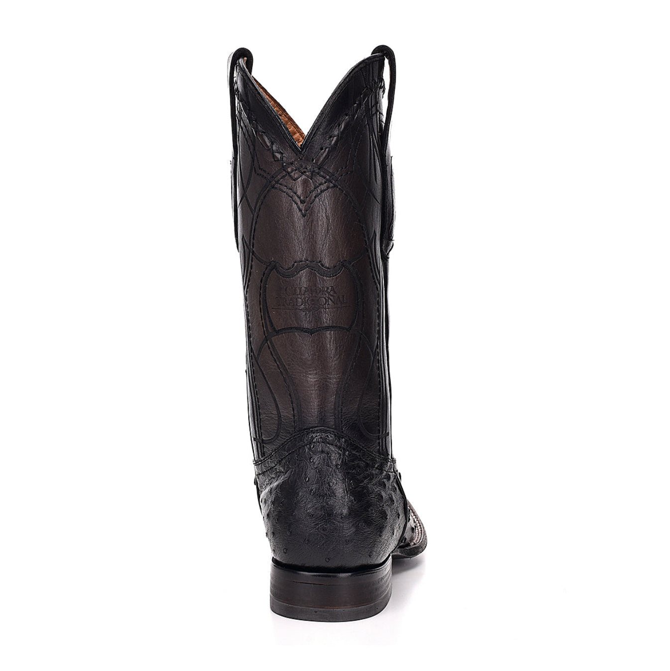 Cuadra Mens Ostrich Western Boot Square Toe - Black