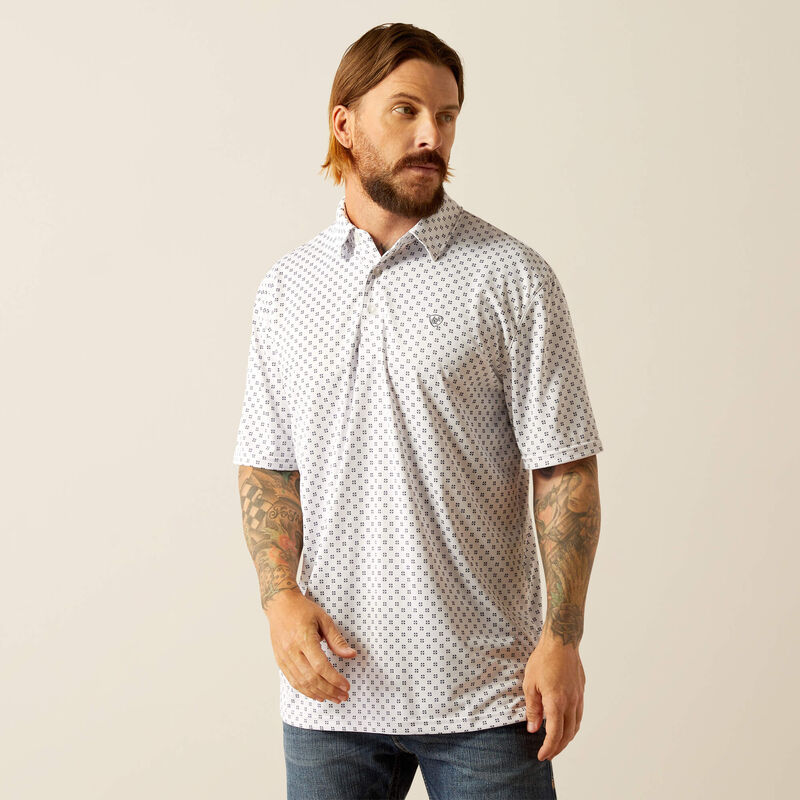 Ariat Mens All Over Print Polo - White
