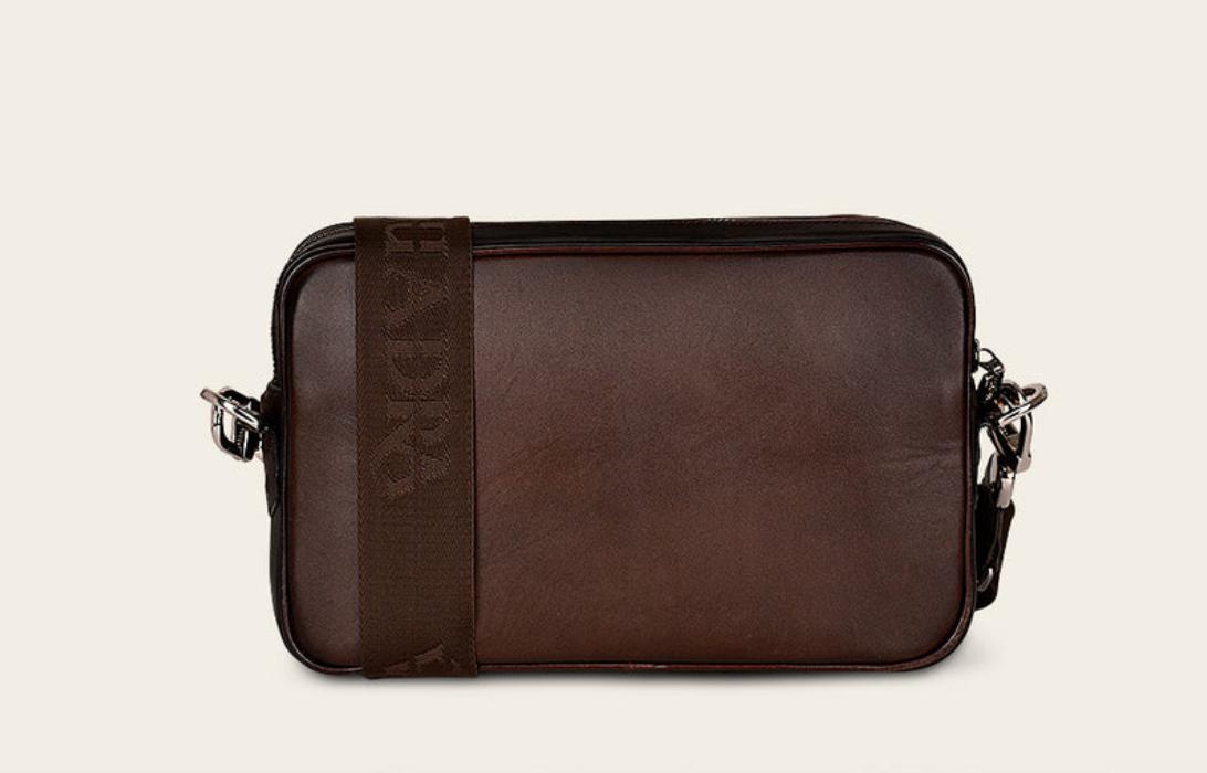 Cuadra Unisex Ostrich Document Shoulder Bag - Chocolate