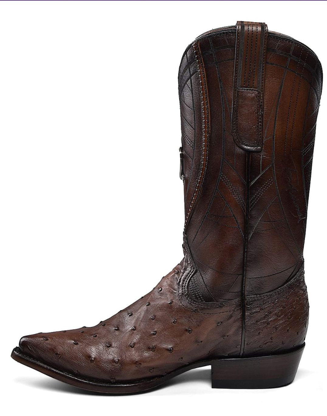 Cuadra Mens Ostrich Snip Toe Boot - Chocolate