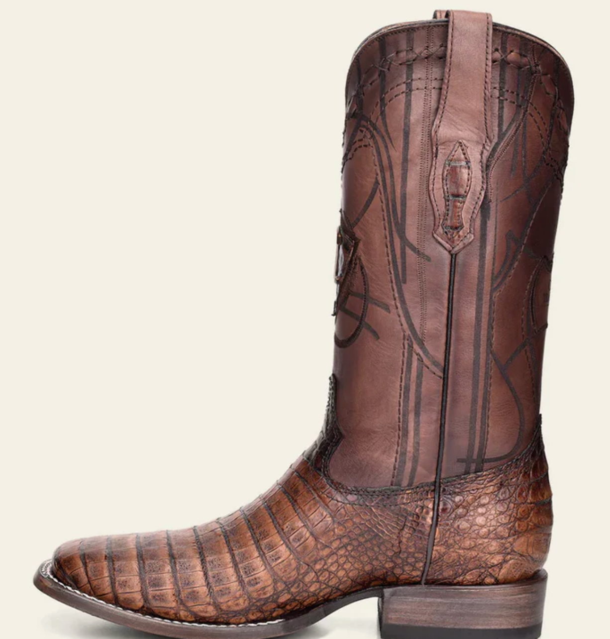 Cuadra Mens Caiman Laser and Embroidery Boots - Maple