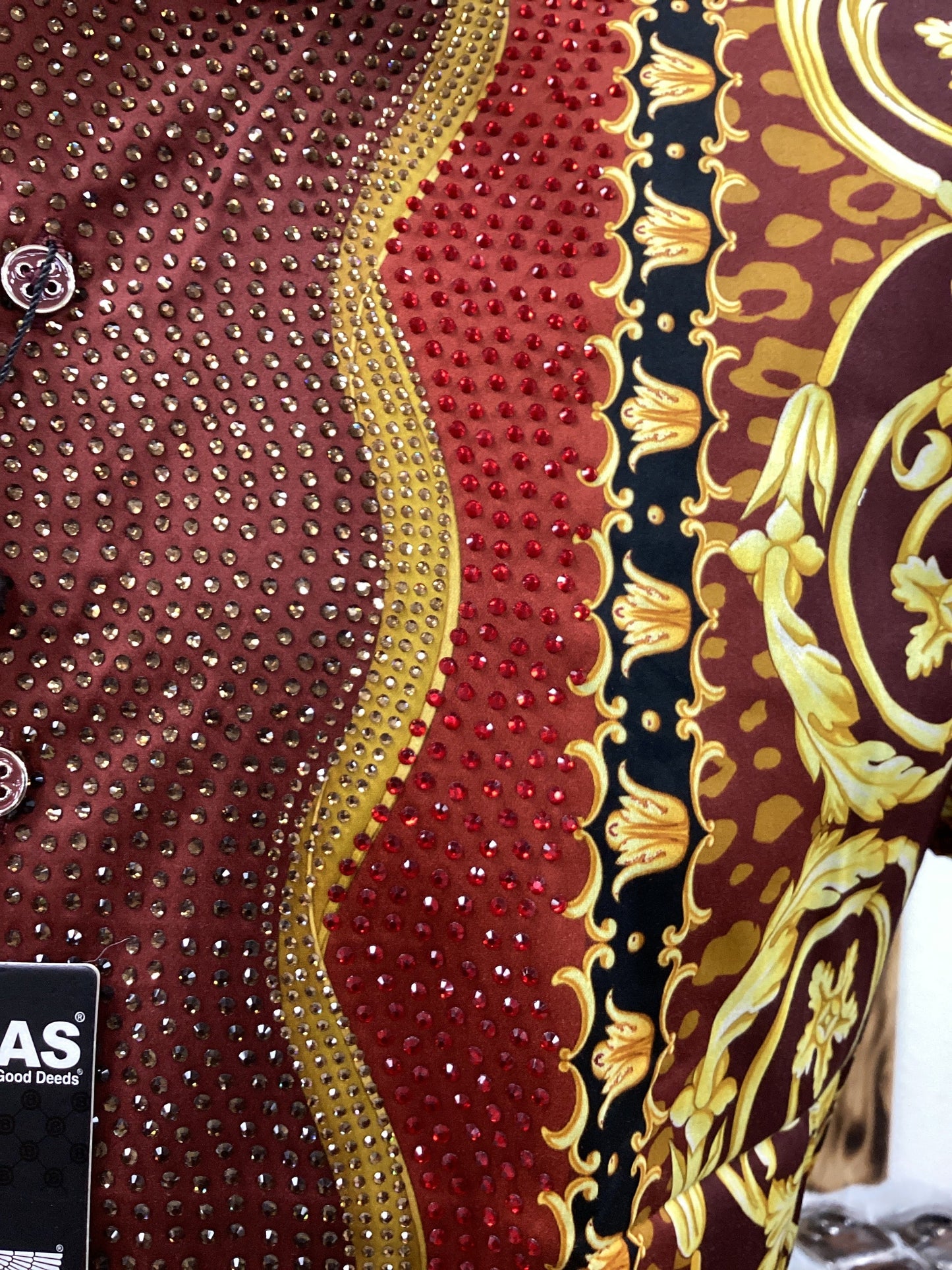 Barabas MenS Shirt Glance of Medusa Jeweled (Red)