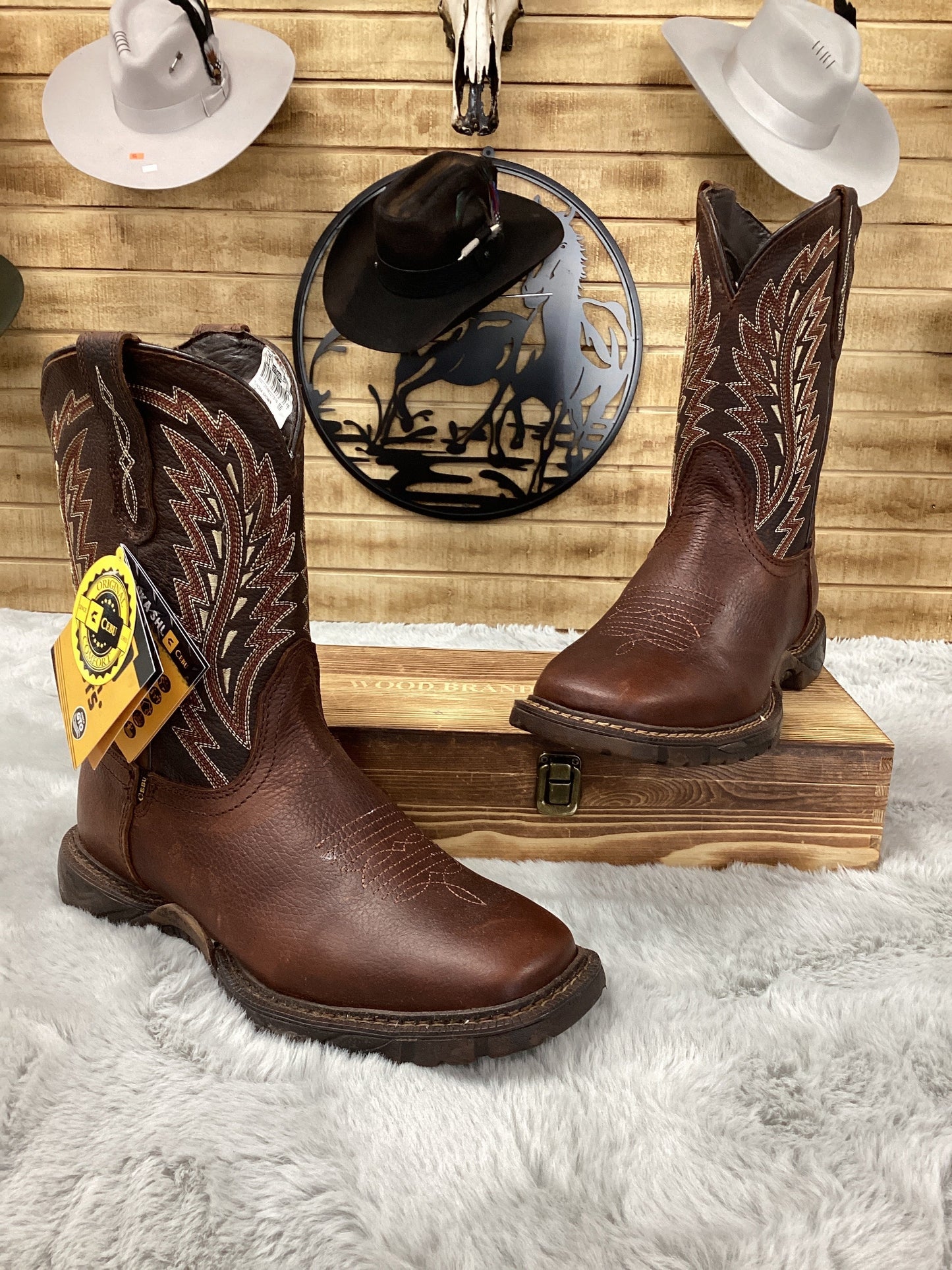 Cebu Square Toe Cowboy Boots (Tundra Brown)