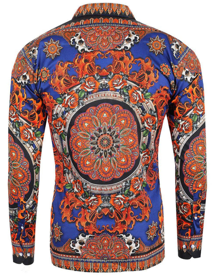 Barabas Mens Party Spark Rhinestone Long Sleeve Shirt
