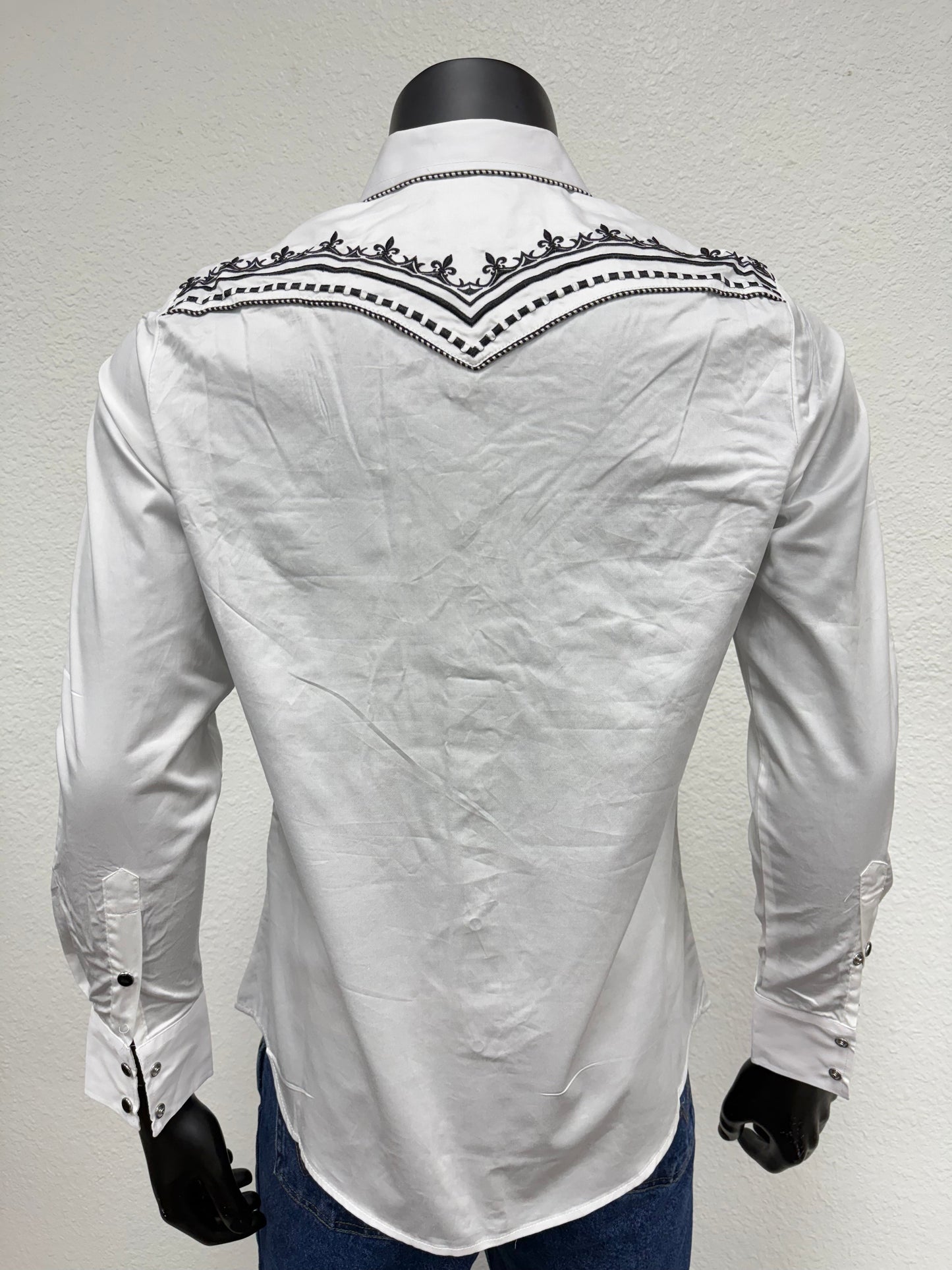 Montero Mens Western Embroidered Long-Sleeve Shirt - White