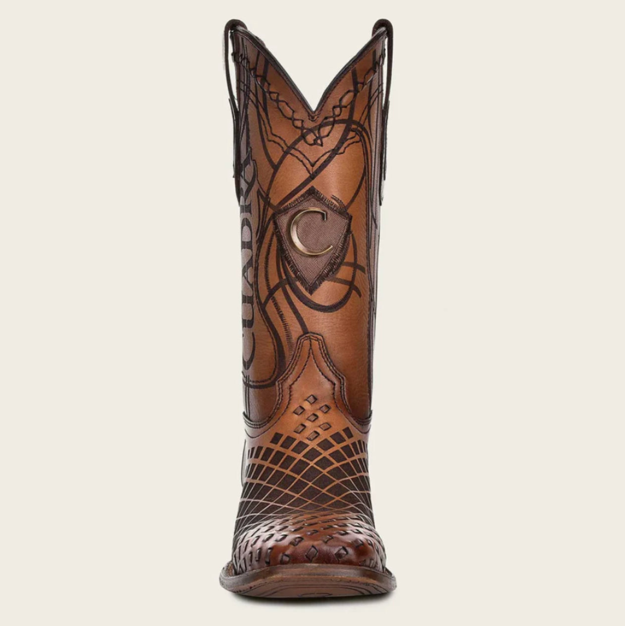 Cuadra Mens Engraved Woven Boot - Brown/Honey