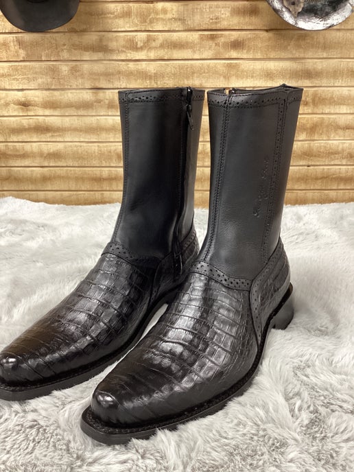 Los Altos MenS Boot Low Shaft Caiman Belly Boot (Black)