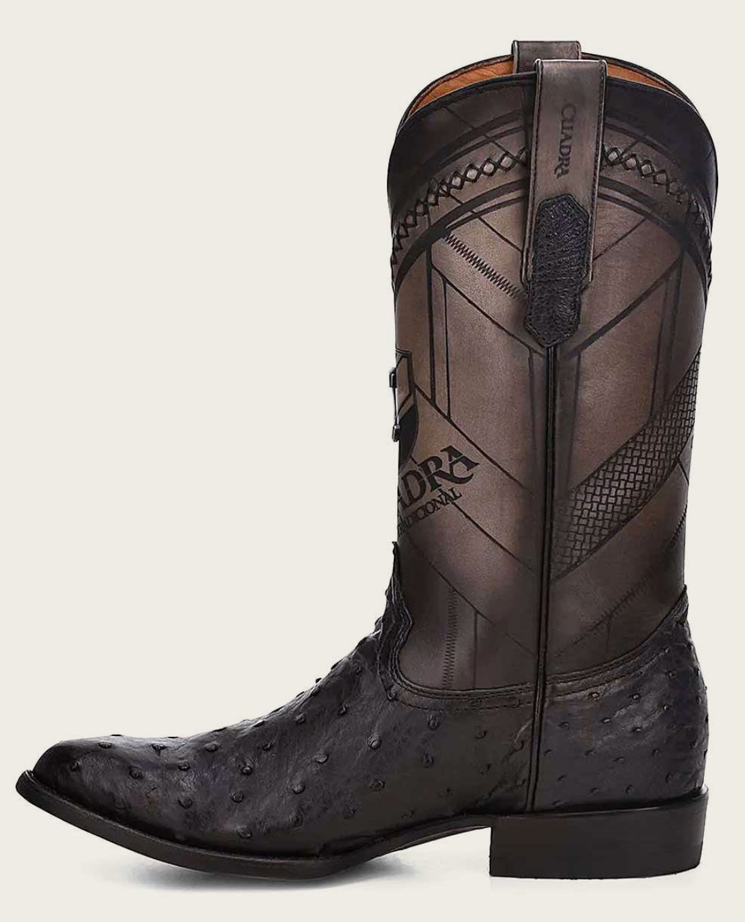Cuadra Mens Ostrich Western Boot - Black