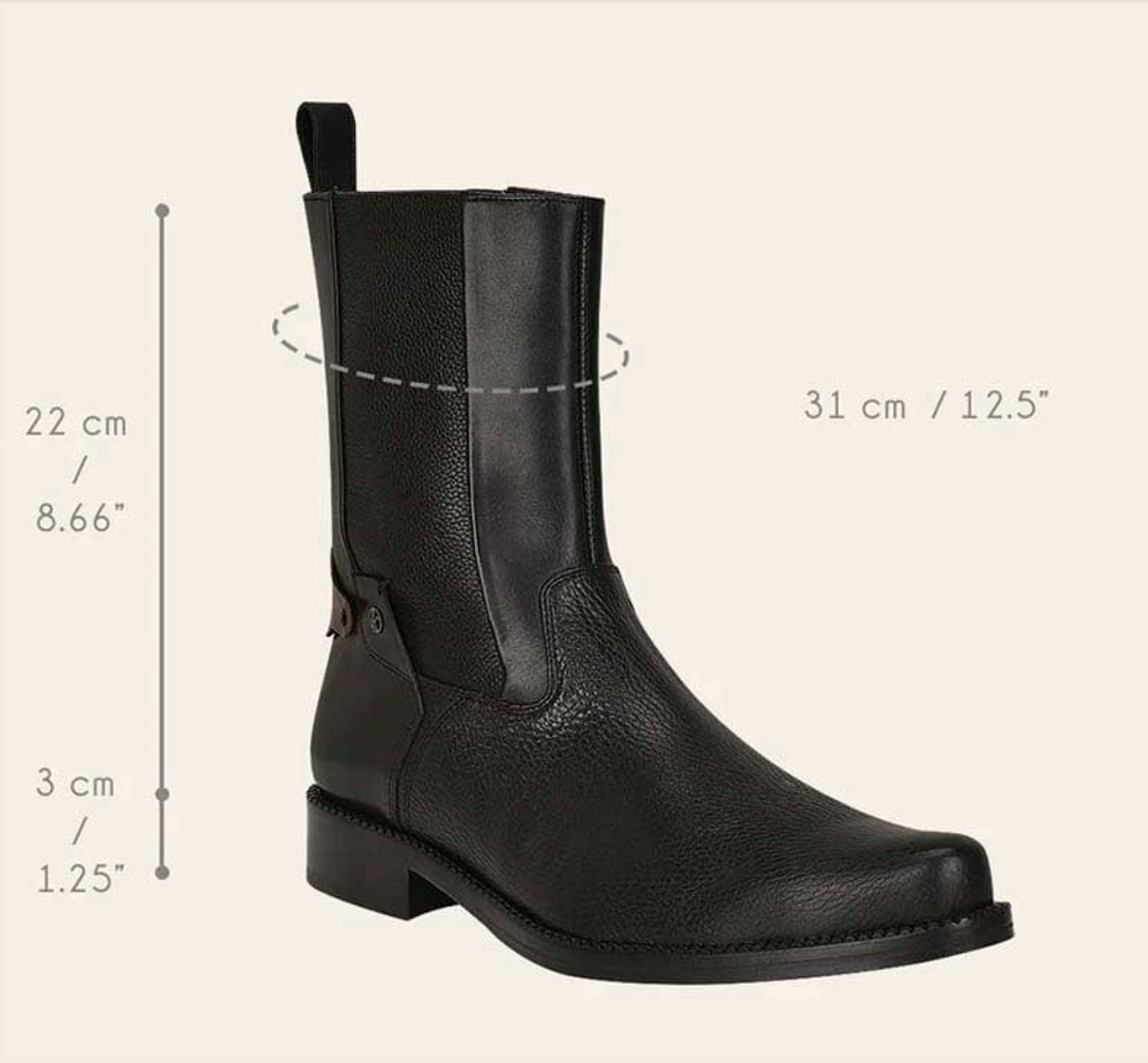 Franco Cuadra Mens Deer Ankle Boot w/ Zipper - Black