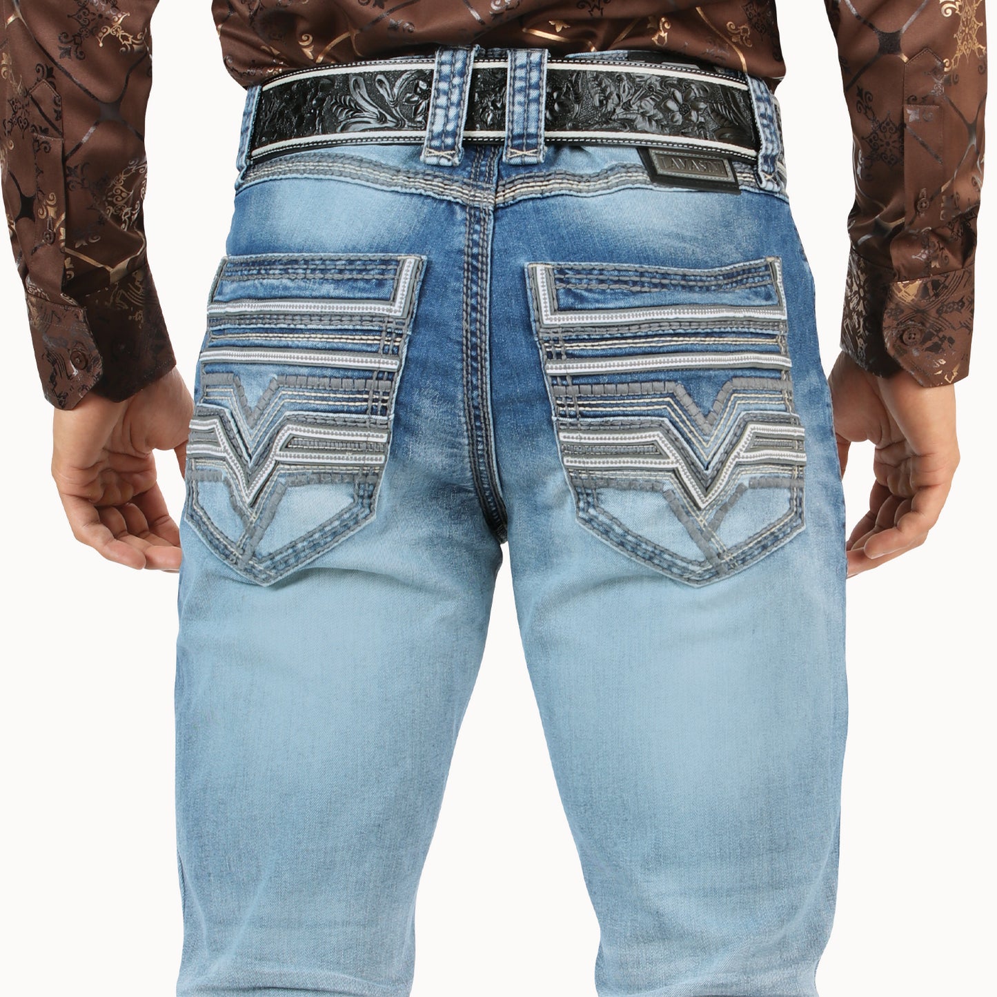 Lamasini Mens Emiliano Bootcut Jean - Light Blue 26502