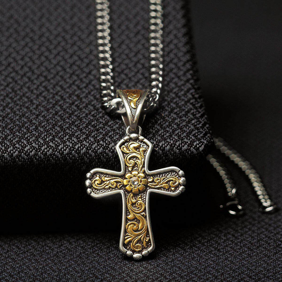 Twister Gold Floral Cross Necklace