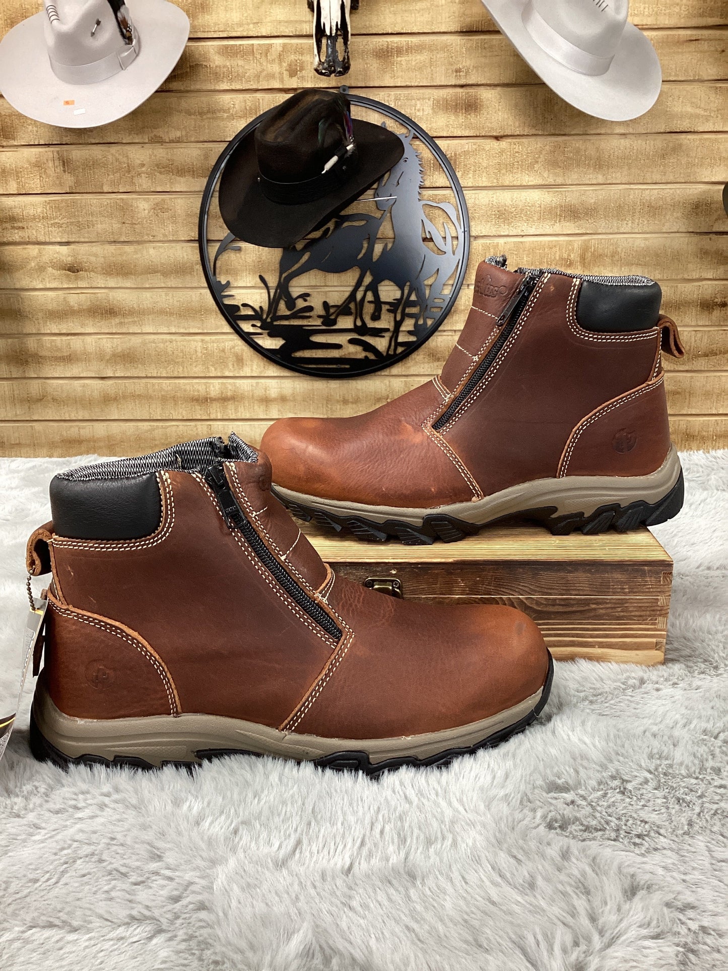 Cactus Mens Zipper Work Boot (Brown)6062