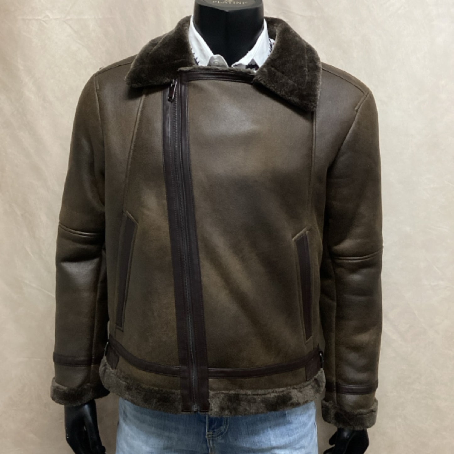 De Niko Brown Men’s Faux Fur Jacket