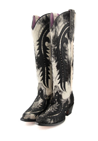 Rockem Womens Amanda Alta Cowhide Boots - Black/White