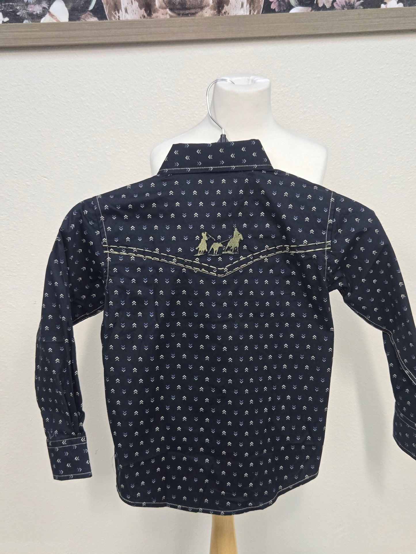 Cowboy Hardware Kids Muted Chevrons Print Shirt (Black)
