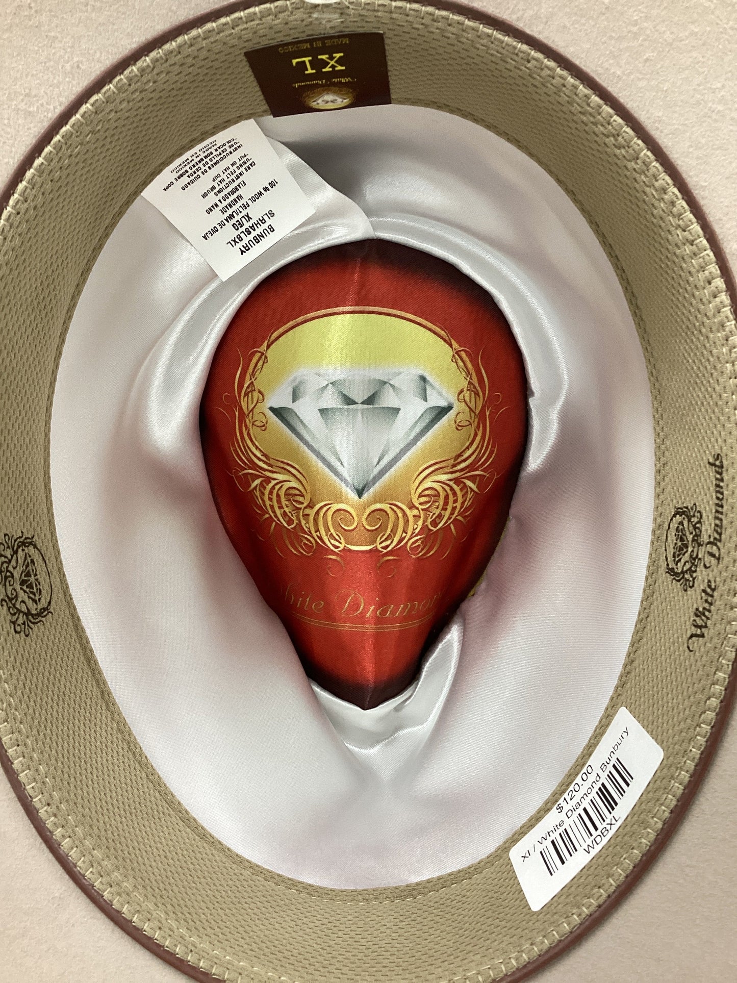 White Diamond Bunbury Wool Felt Hat