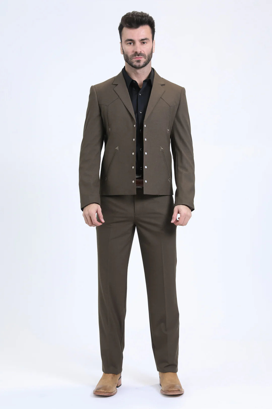 Platini Mens Western Sport Suit Set (Brown)