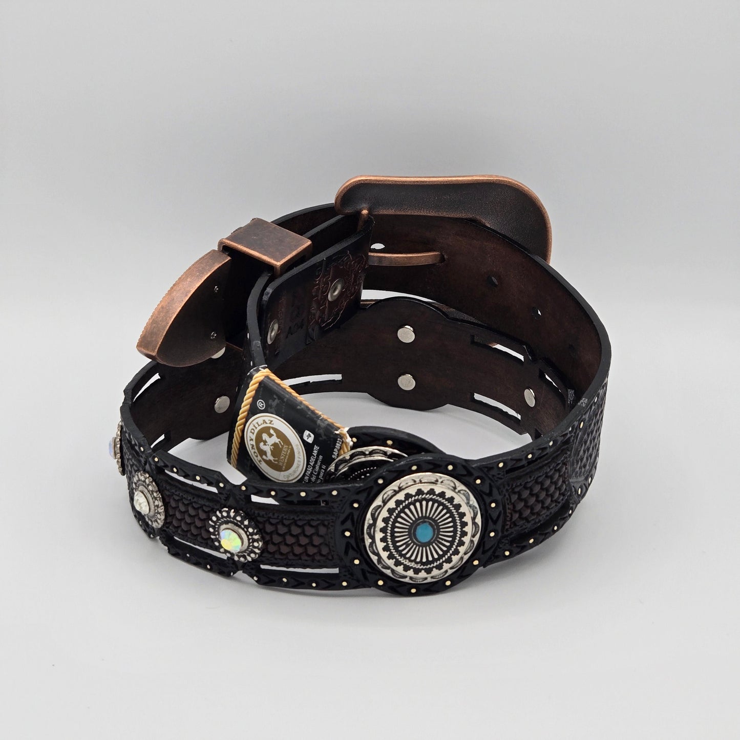 Tony Dillaz Womens Jeweled Ladder Style Leather Belt